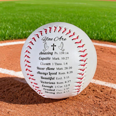 Christianartworkshop Scripture - Engraved Softball: Faith - Centered Design with Red Stitching