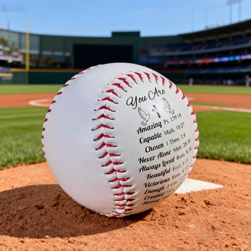 Christianartworkshop Scripture - Engraved Softball: Faith - Centered Design with Red Stitching