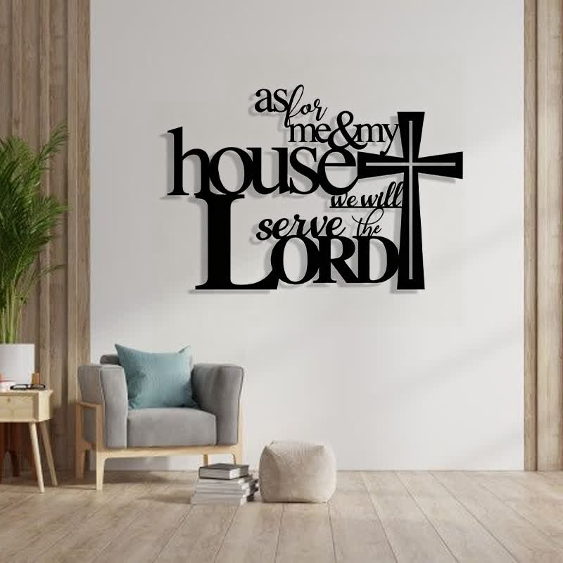 Christianartworkshop Faith - Filled Black Metal Wall Decor: Cross & As for Me & My House Verse
