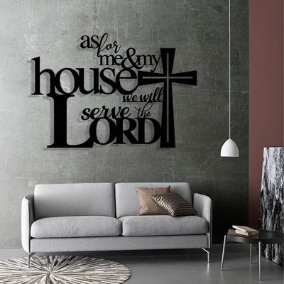 Christianartworkshop Faith - Filled Black Metal Wall Decor: Cross & As for Me & My House Verse