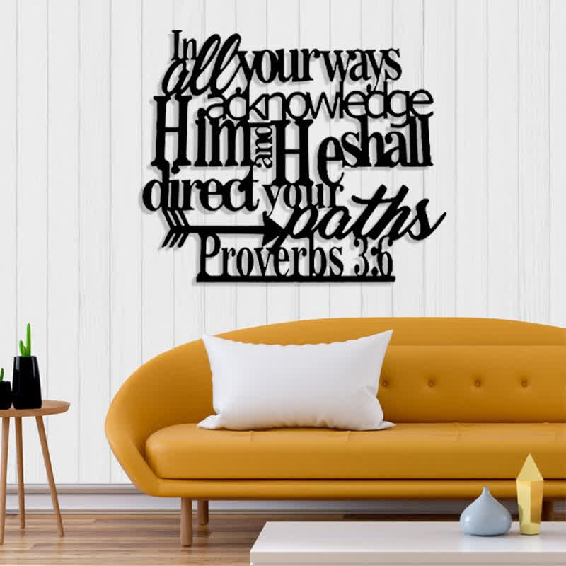 Christianartworkshop Proverbs 3:6 Black Metal Wall Sign with Arrow: Spiritual Direction