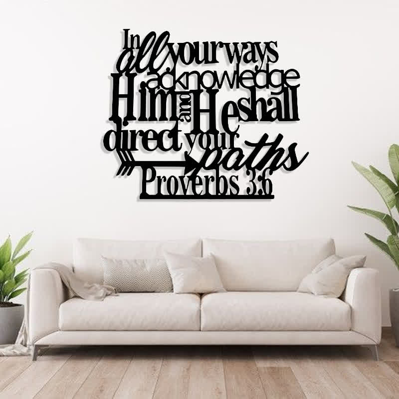 Christianartworkshop Proverbs 3:6 Black Metal Wall Sign with Arrow: Spiritual Direction