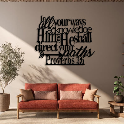 Christianartworkshop Proverbs 3:6 Black Metal Wall Sign with Arrow: Spiritual Direction