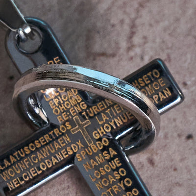 Christianartworkshop Lord's Prayer with Interlocking Ring Cross Pendant Necklace: Bold Style Sacred Meaning