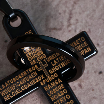 Christianartworkshop Lord's Prayer with Interlocking Ring Cross Pendant Necklace: Bold Style Sacred Meaning