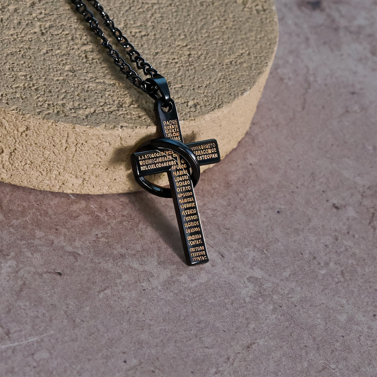 Christianartworkshop Lord's Prayer with Interlocking Ring Cross Pendant Necklace: Bold Style Sacred Meaning