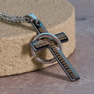 Christianartworkshop Lord's Prayer with Interlocking Ring Cross Pendant Necklace: Bold Style Sacred Meaning