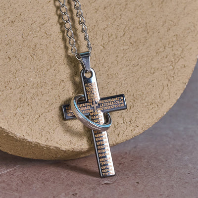 Christianartworkshop Lord's Prayer with Interlocking Ring Cross Pendant Necklace: Bold Style Sacred Meaning