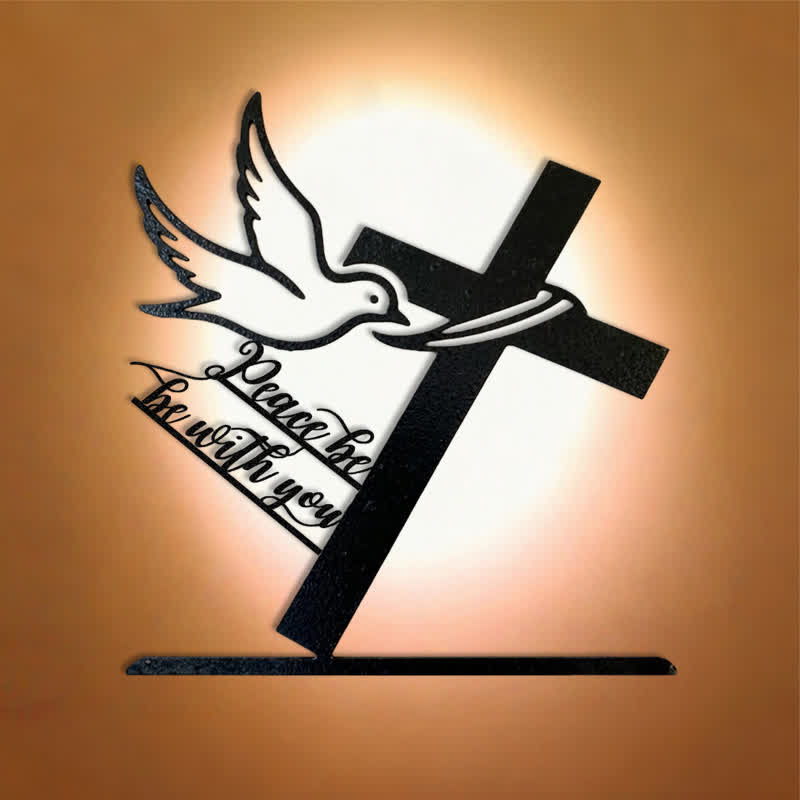 Christianartworkshop Peaceful Blessings Cross and Dove Metal Wall Decor: Be Strong and Courageous
