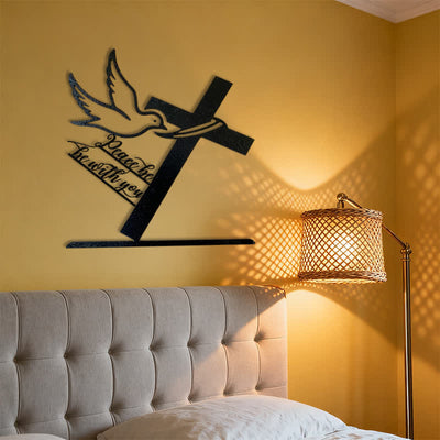 Christianartworkshop Peaceful Blessings Cross and Dove Metal Wall Decor: Be Strong and Courageous