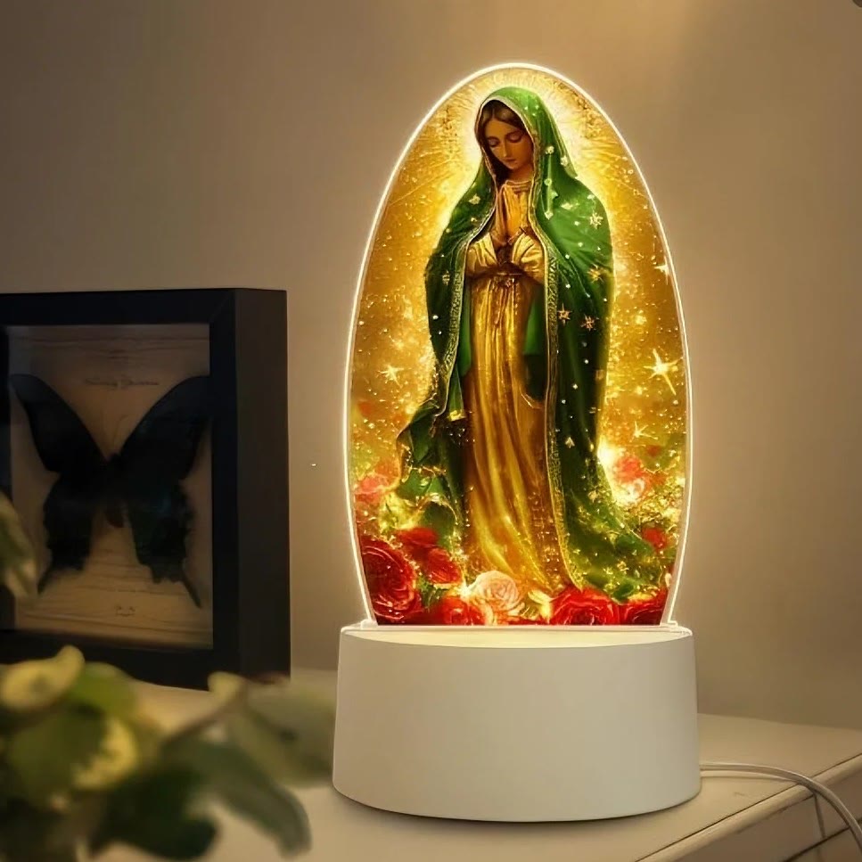 Christianartworkshop Serene Virgin Mary Night Light in Oval Design for Quiet Devotion