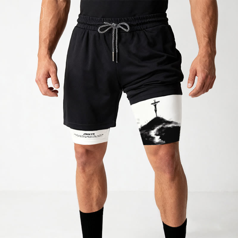 Christianartworkshop John 3:16 The Cross Performance Shorts