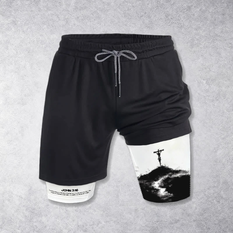 Christianartworkshop John 3:16 The Cross Performance Shorts