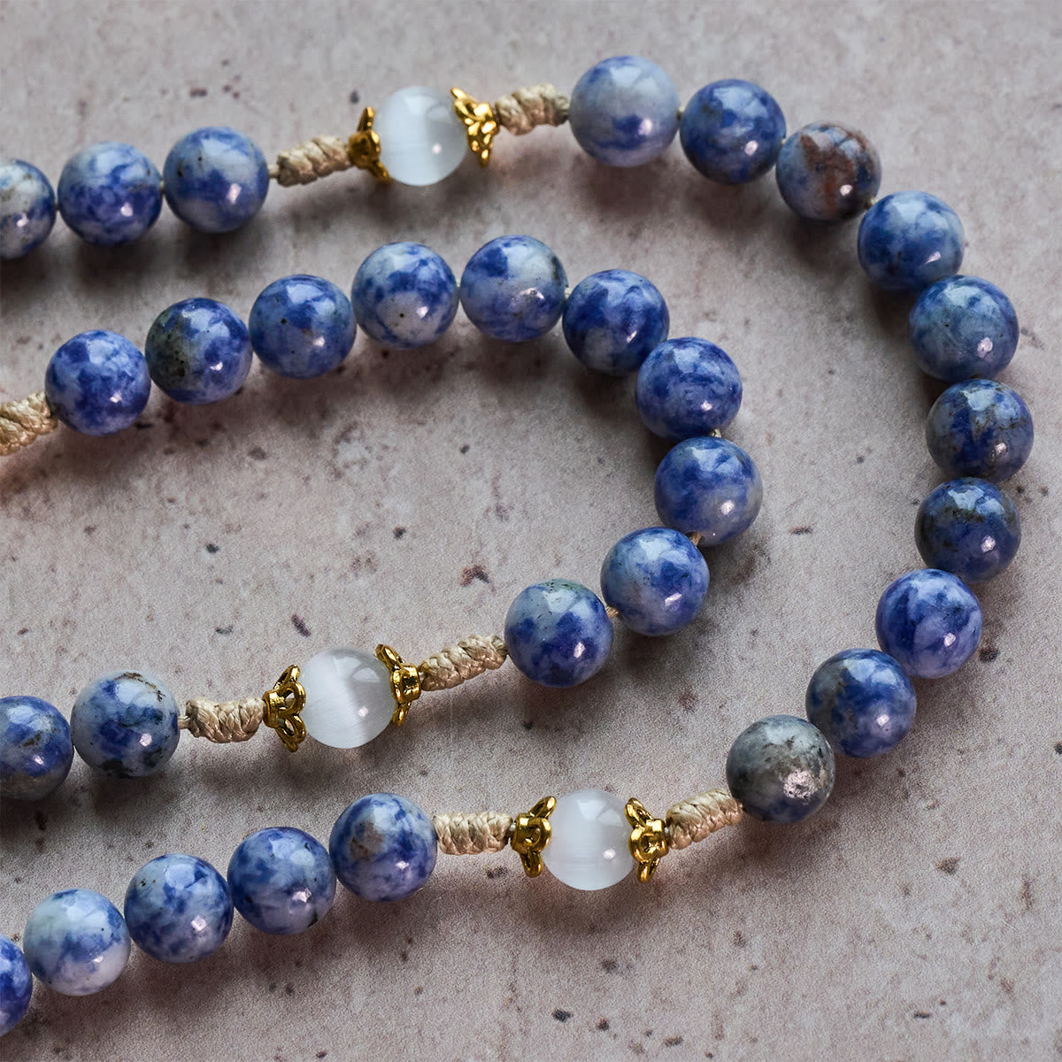 FREE Today: Immaculate Heart of Mary & Crucifix of 8 mm Round Blue Stone Nylon Cord Rosary