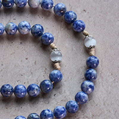 Christianartworkshop Immaculate Heart of Mary & Crucifix of 8 mm Round Blue Stone Nylon Cord Rosary