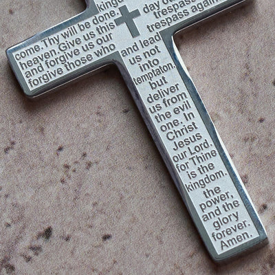 Christianartworkshop Stainless Steel Lord's Prayer Pendant Cross Necklace