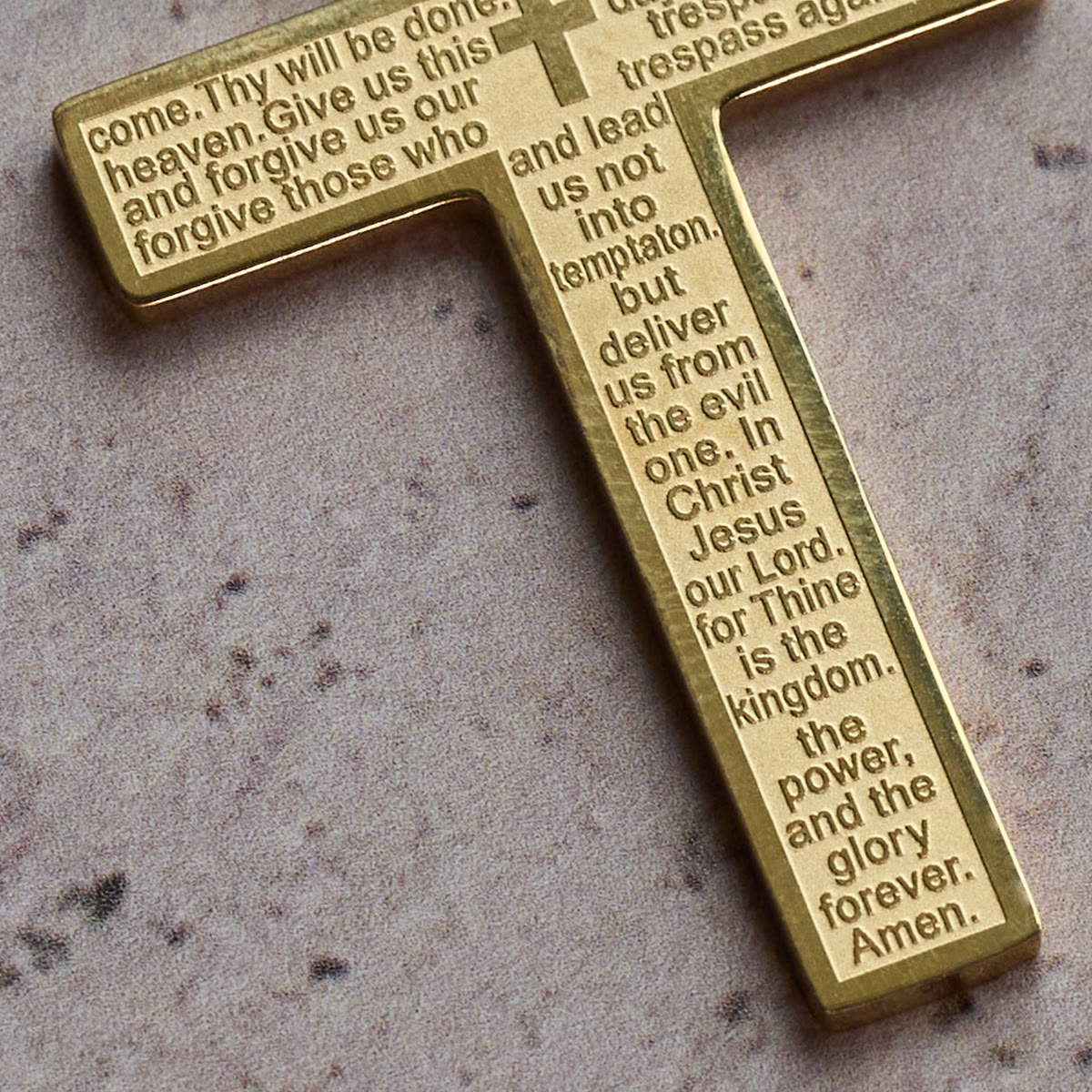 Christianartworkshop Stainless Steel Lord's Prayer Pendant Cross Necklace