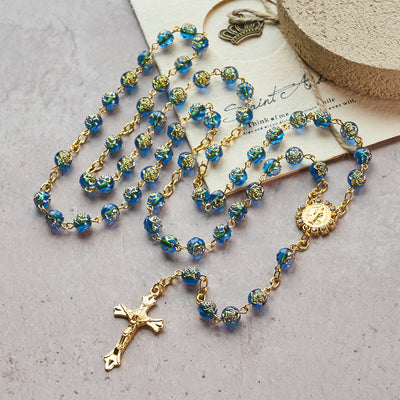 Christianartworkshop St. Benedict Medal & Crucifix of 8 mm Round Multicolor Acrylic Alloy Chain Rosary