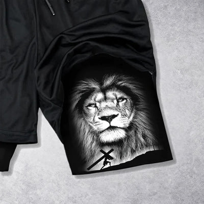 Christianartworkshop Joshua 1:9 Lion Performance Shorts