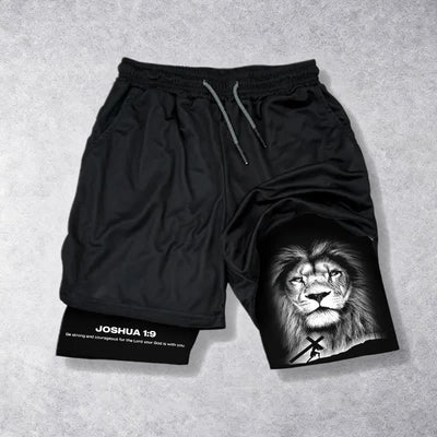 Christianartworkshop Joshua 1:9 Lion Performance Shorts