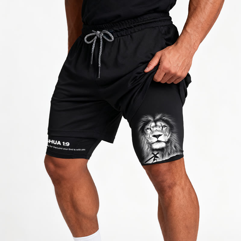 Christianartworkshop Joshua 1:9 Lion Performance Shorts