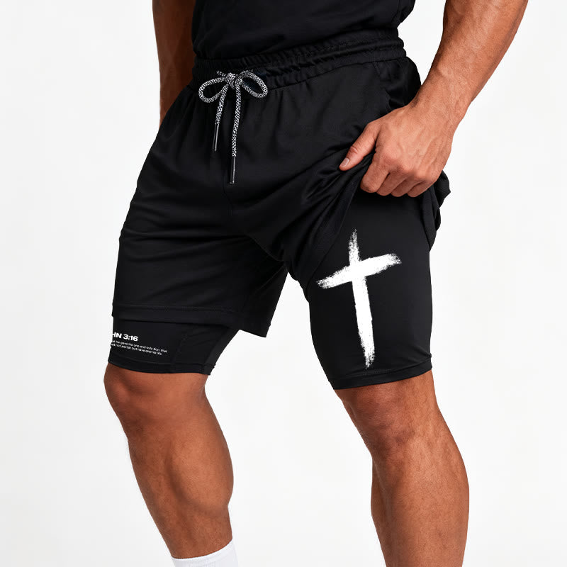 Christianartworkshop John 3:16 Cross Performance Shorts