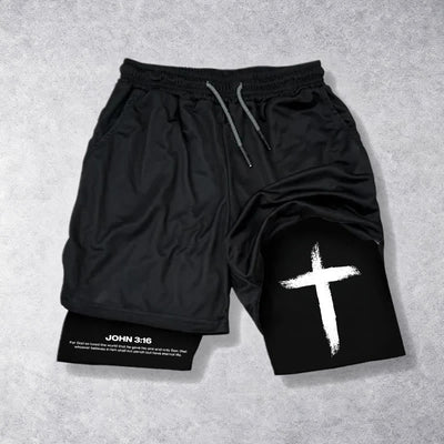 Christianartworkshop John 3:16 Cross Performance Shorts