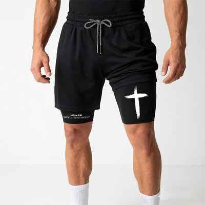 Christianartworkshop John 3:16 Cross Performance Shorts