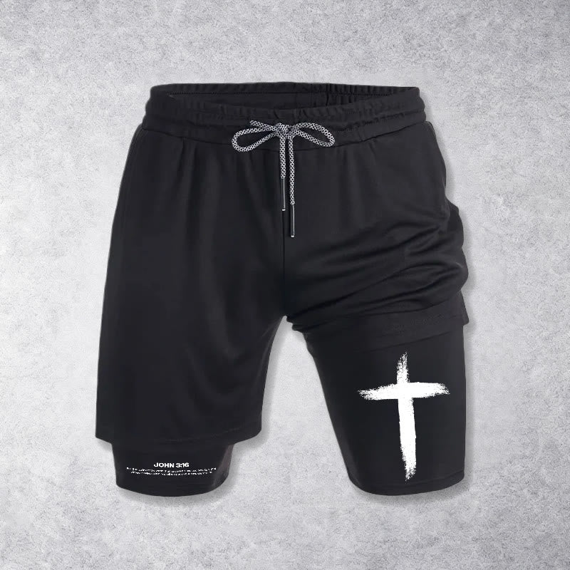 Christianartworkshop John 3:16 Cross Performance Shorts