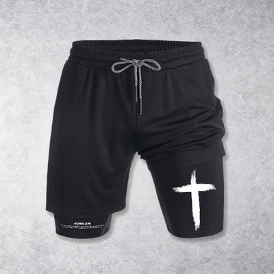 Christianartworkshop John 3:16 Cross Performance Shorts
