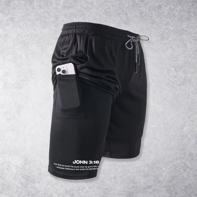 Christianartworkshop John 3:16 Cross Performance Shorts