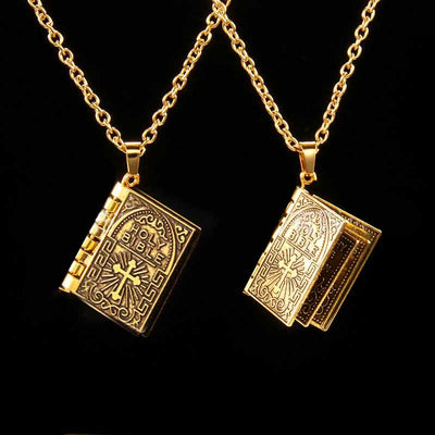 Christianartworkshop Turnable Cross Holy Bible Pendant Quality Necklace