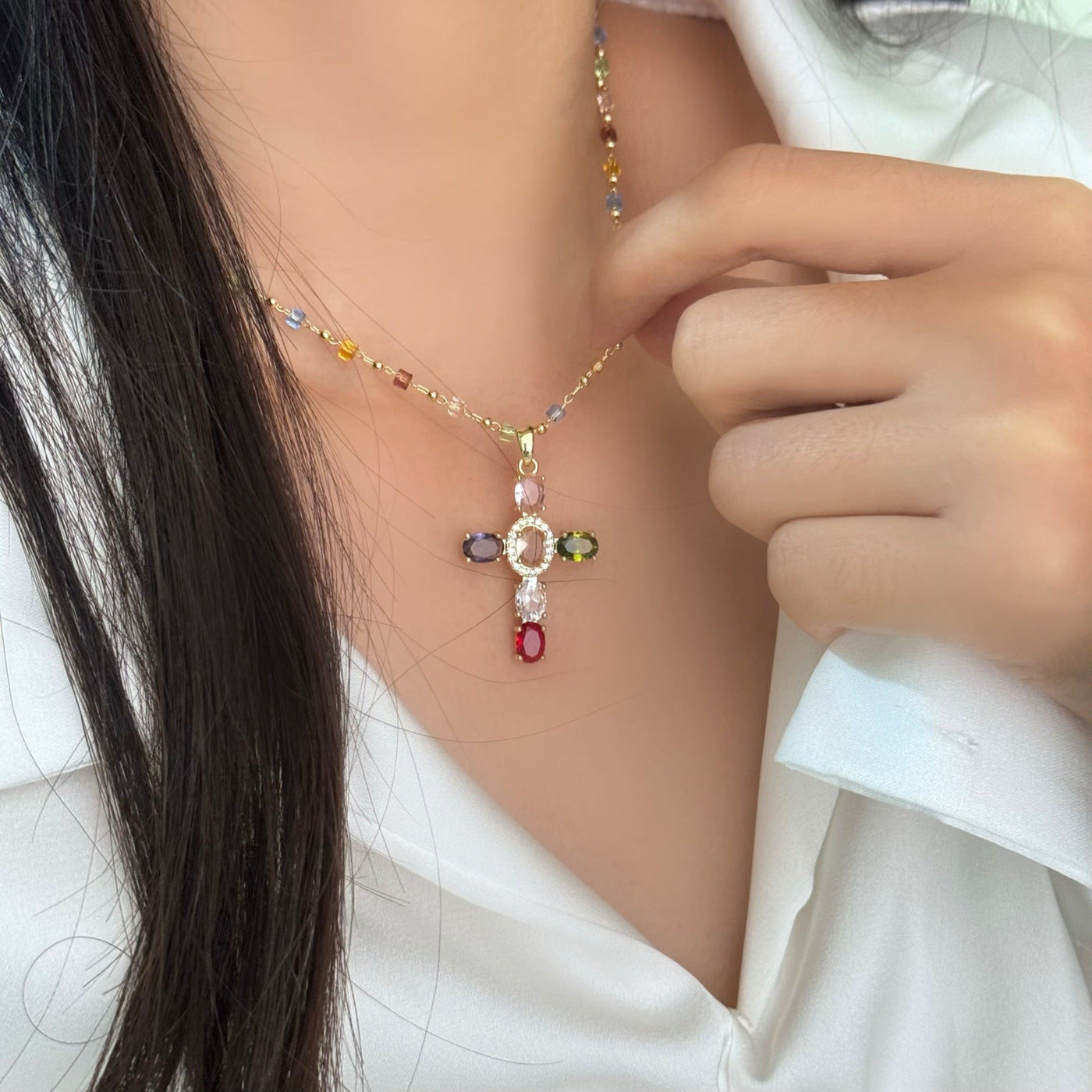 Christianartworkshop Bible 12 Gemstones Cross Pendant Necklace