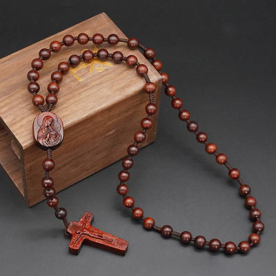Christianartworkshop Quality Original Handmade Praying Rosary (Red Sandalwood/Ebony)