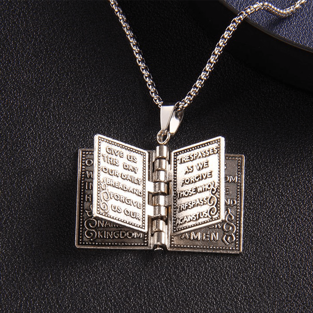 Christianartworkshop Turnable Cross Holy Bible Pendant Quality Necklace