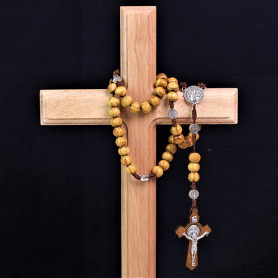 Olive Wood Saint Benedict Bead Rosary and Cross