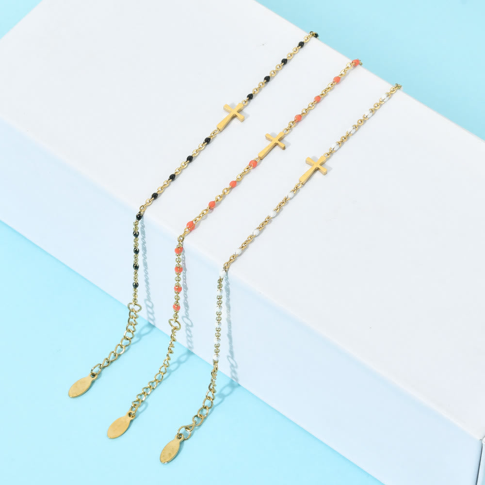 Christianartworkshop Delicate Minimalist Cross Bracelet