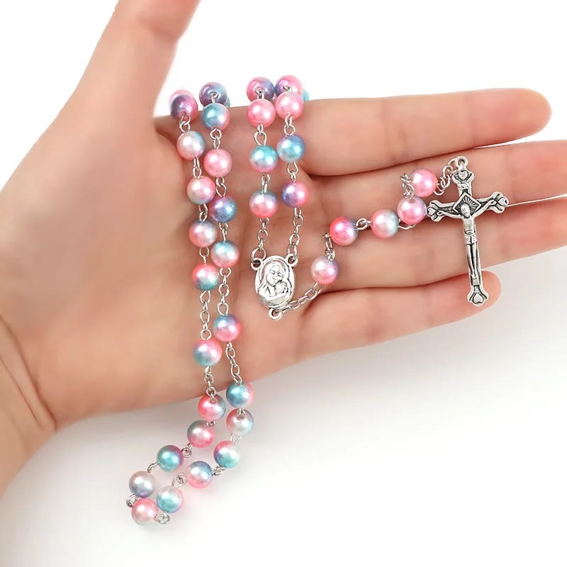 Two-color Pearl Crucifix Rosary