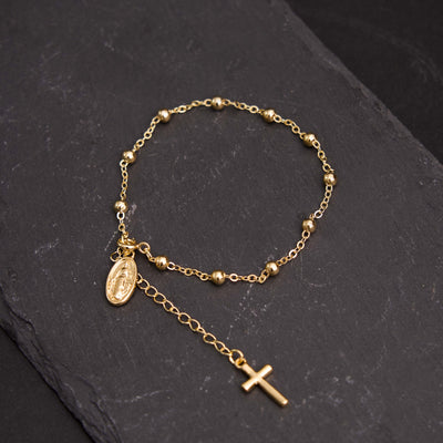 Christianartworkshop Virgin Mary Medal & Cross Adjustable Simple Casual Bracelet