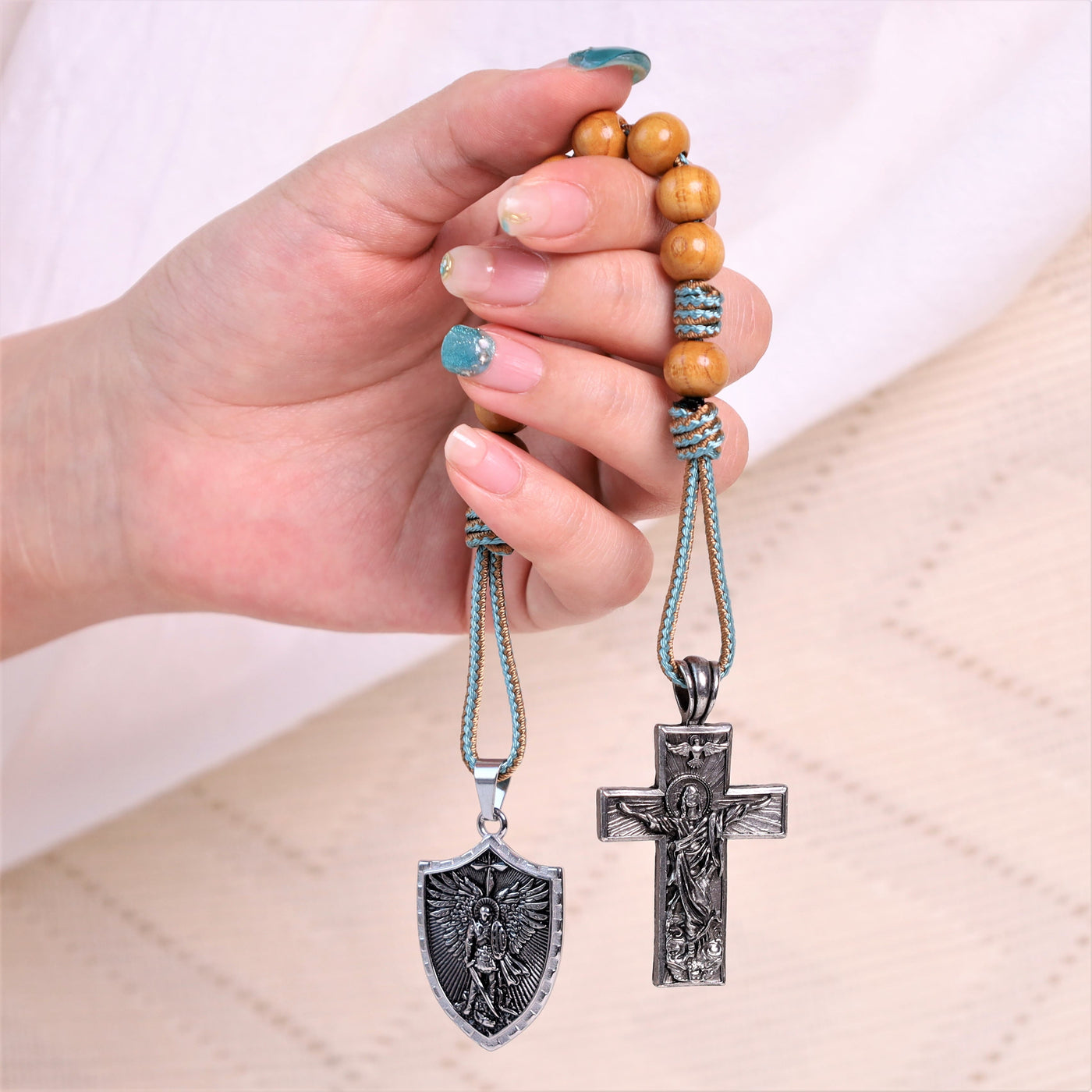 Holy Spirit Jesus Cross & St. Michael the Archangel Medal Pocket Rosary