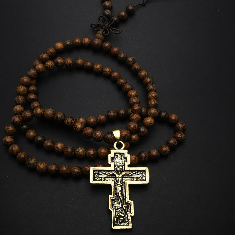 Christianartworkshop Cross Pendant Olive Wood Bead Rosary