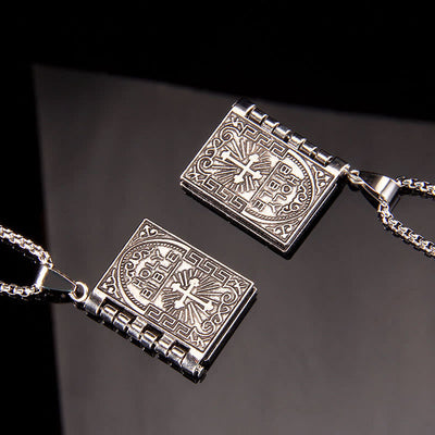 Christianartworkshop Turnable Cross Holy Bible Pendant Quality Necklace