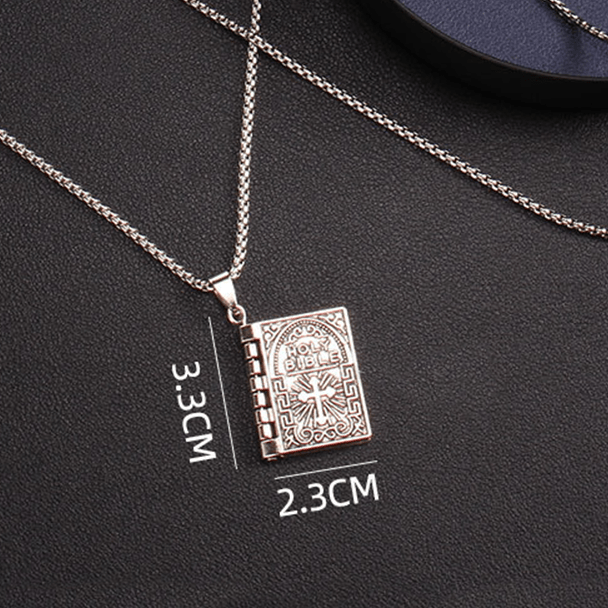 Christianartworkshop Turnable Cross Holy Bible Pendant Quality Necklace