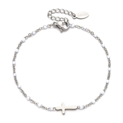 Christianartworkshop Delicate Minimalist Cross Bracelet