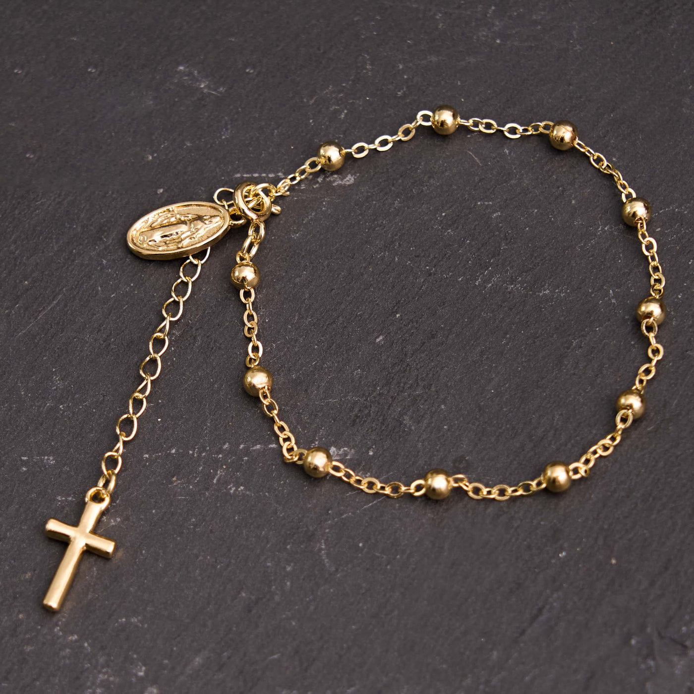 Christianartworkshop Virgin Mary Medal & Cross Adjustable Simple Casual Bracelet
