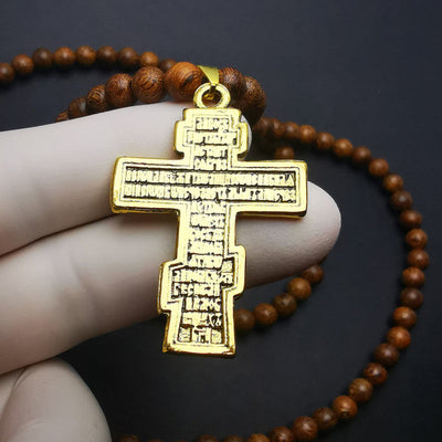 Christianartworkshop Cross Pendant Olive Wood Bead Rosary