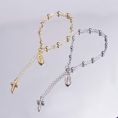 Christianartworkshop Virgin Mary Medal & Cross Adjustable Simple Casual Bracelet