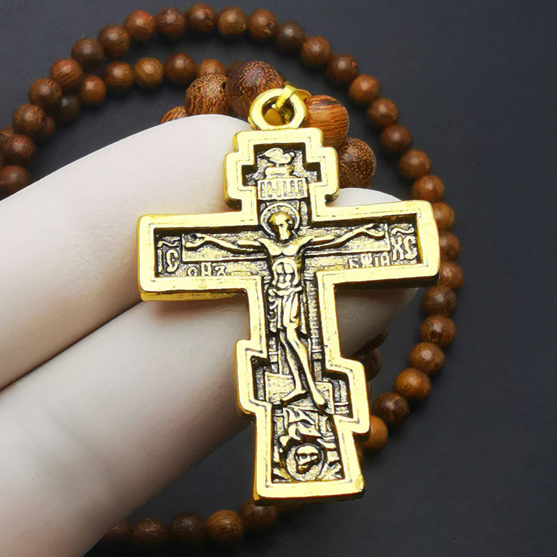 Christianartworkshop Cross Pendant Olive Wood Bead Rosary