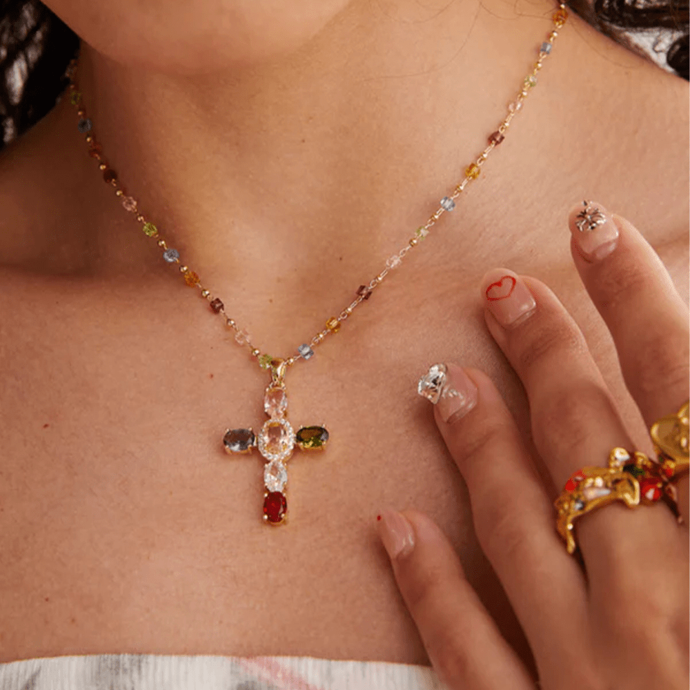 Christianartworkshop Bible 12 Gemstones Cross Pendant Necklace