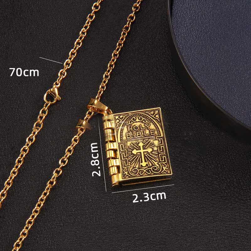 Christianartworkshop Turnable Cross Holy Bible Pendant Quality Necklace